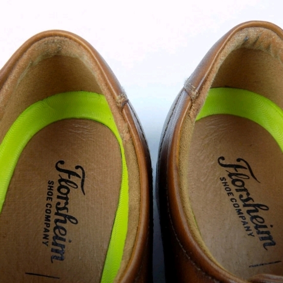 Florshein Cap Toe Dress Oxford SHOES Cognac Lace Up Size 9D Like NEW - Picture 10 of 12